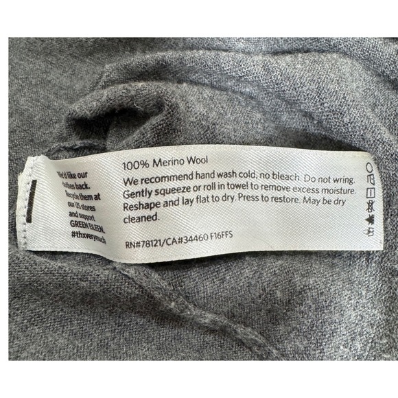 EILEEN FISHER Charcoal Grey Merino Wool Long Sleeve Tunic Sweater Top Size Small - Picture 6 of 6
